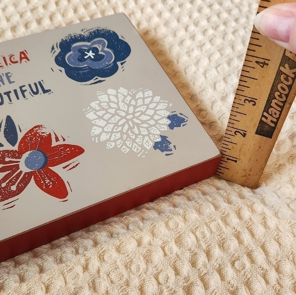 Patriotic America the Beautiful Wooden Sign Red White Blue - Picture 8 of 8